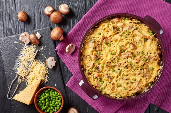 Tetrazzini - classic american casserole, top view